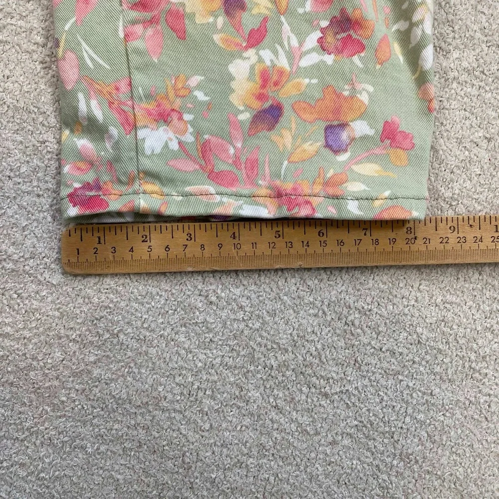 Gloria Vanderbilt Amanda 16W Capri Pants Green Floral Stretch Crop Jeans Womens - Picture 10 of 10
